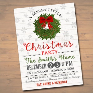 EDITABLE Christmas Party Invitation, Rustic Holiday Party Invitation, Farmhouse Plaid Christmas Card, Plaid Flannel Vintage Christmas Card image 3