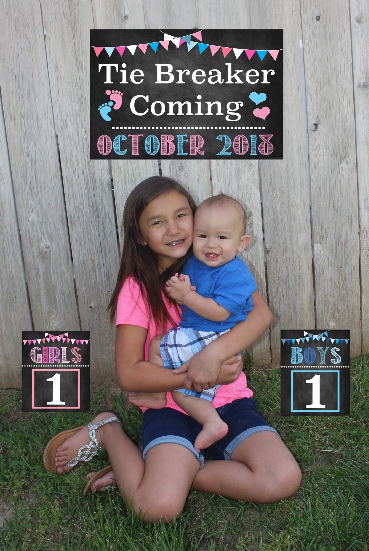 Tie Breaker Chalkboard Pregnancy Announcement - Set of 3 Printable Photo  Props / Baby Announcement / Chalkboard Signs / Tie Breaker Coming