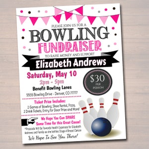 Editable Cancer Bowling Fundraiser Flyer: Printable Event Poster (Digital)
