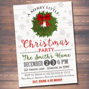 EDITABLE Christmas Party Invitation, Rustic Holiday Party Invitation, Farmhouse Plaid Christmas Card, Plaid Flannel Vintage Christmas Card image 2
