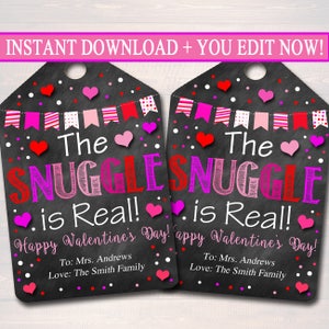 EDITIERBAR The Snuggle ist echte Valentinstag Geschenk Tags, Büropersonal, Lehrer Tween Geschenk druckbar, lustiges Valentinstag Geschenk SOFORTIGER DOWNLOAD