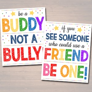 Anti Bully Poster Set, Classroom Decor, Counselor Office Decor, Educational Classroom Decor, No Bullying Prevention Signs School Office Art
