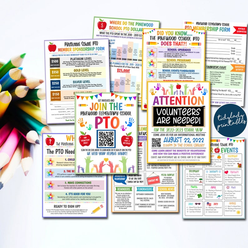 Editable School PTO PTA Forms Bundle: Fundraiser, Volunteer, Meeting ...