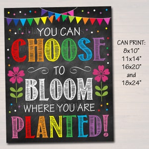 Classroom Decor, School Classroom Poster, Bloom Where You Are Planted, Inspirational Printable Quote Art, School Counselor Office Decoration image 2