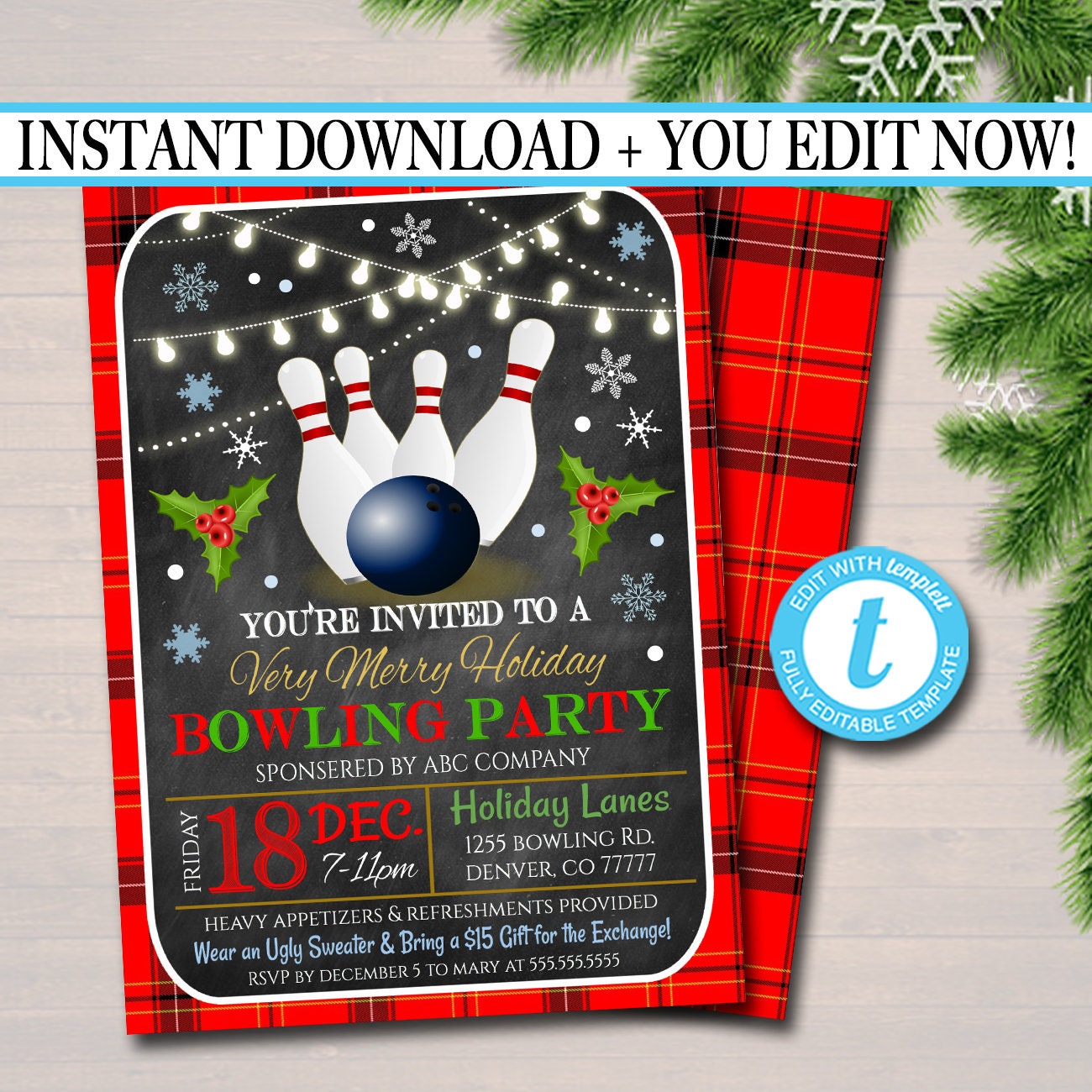 Holiday Bowling Party Invitations 10