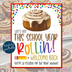 Back to School Cinnamon Roll Sign, Let&#39;s Get This Year Rollin, Teacher Staff Student New School Year Gift School Pto Pta Breakfast Printable
