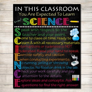 Science Classroom Rules Poster, Science Class Decor, Science Lab Printable Art, Classroom Sign, Custom Teacher Poster, Science Teacher Gifts image 2