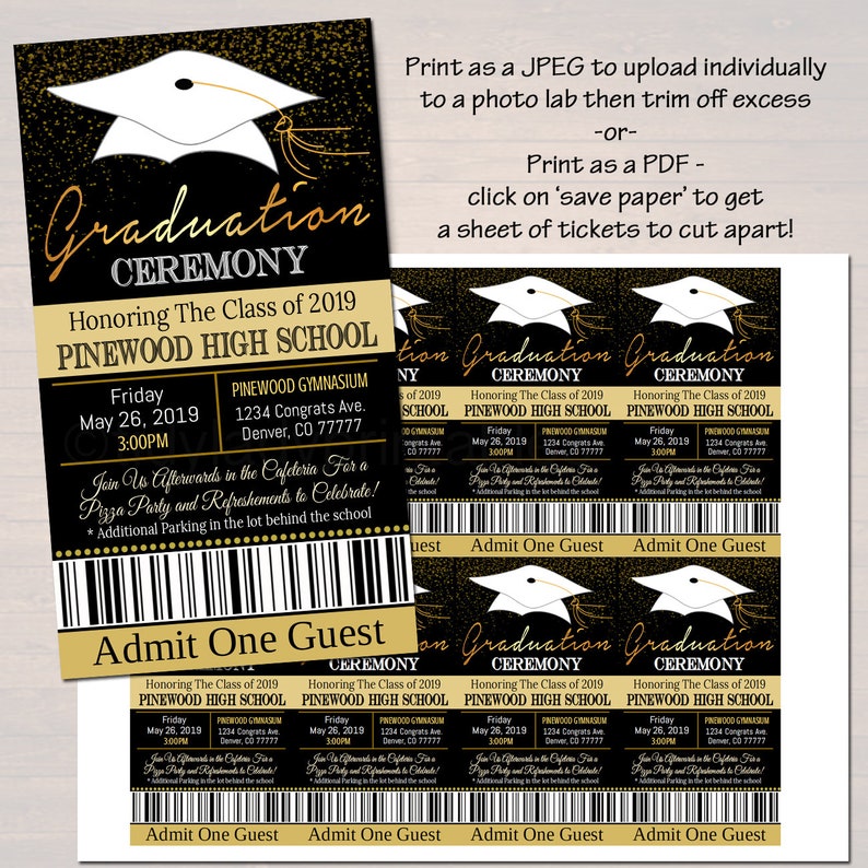 Editable Graduation Ceremony Set: Invitation, Ticket, Program (digital ...