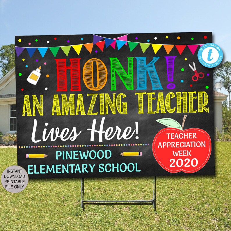 Virtual Teacher Appreciation Week Yard Sign Outdoor Banner Etsy