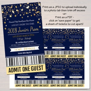 EDITABLE Prom Set, Dance Flyer Invitation Ticket Starry Night, Gold Glitter Under The Stars High School Event, Pto, Pta INSTANT DOWNLOAD image 3