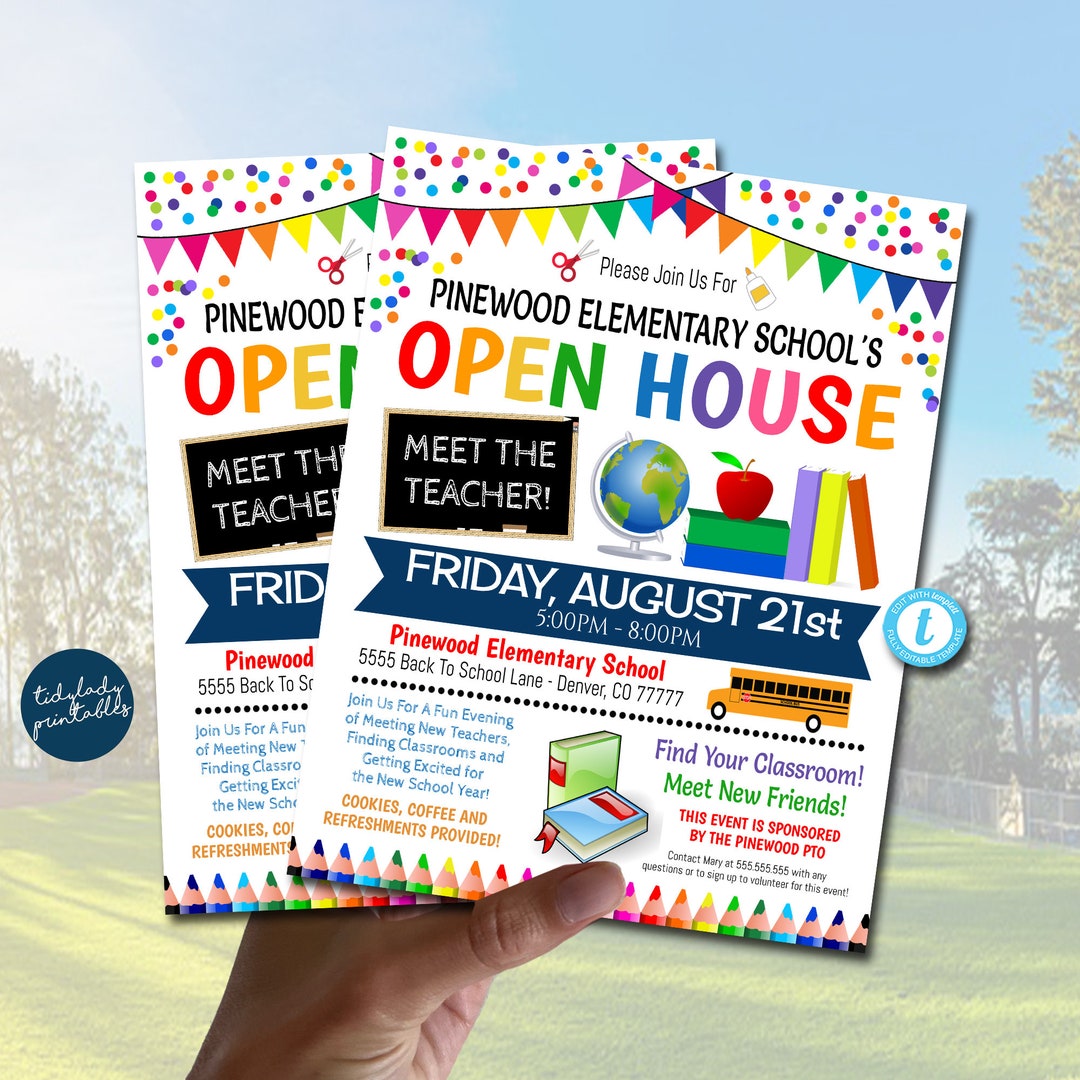 EDITABLE School Open House Flyer, Printable PTA PTO Flyer, School