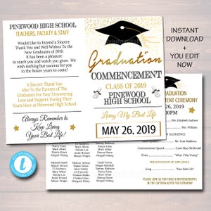 Editable Graduation Ceremony Program Template (Digital Download)