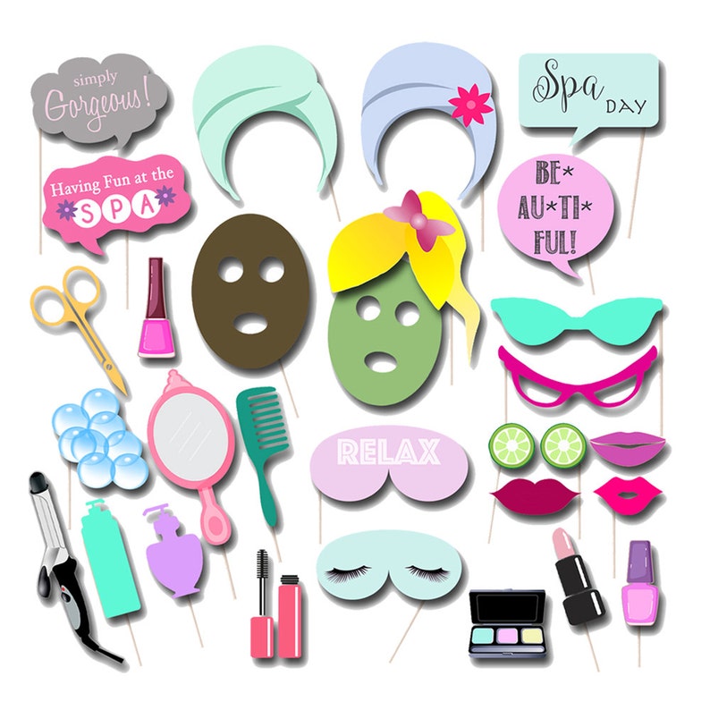 SPA Day Photobooth Props INSTANT DOWNLOAD Printable Party | Etsy