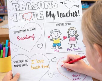Teacher Appreciation Worksheet: Reasons I Love My Teacher Student Activity Coloring Page Worksheet Printable (Digital Download)