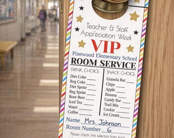 Editable Room Service Door Hanger: Teacher Appreciation Week Printable Idea (Instant Download)