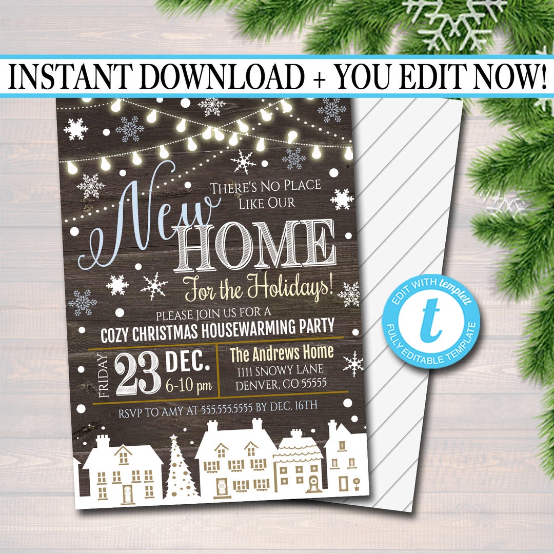 Holiday Housewarming Invitation Christmas Party (Instant Download) Etsy