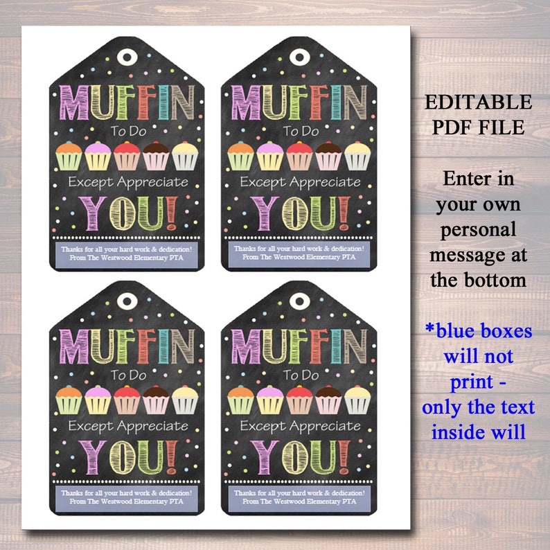EDITABLE Muffins With Mom Set Thank You Tags, Printable PTA Flyer, Mother's Day Event, School Mom Appreciation Fundraiser Digital Invitation image 3