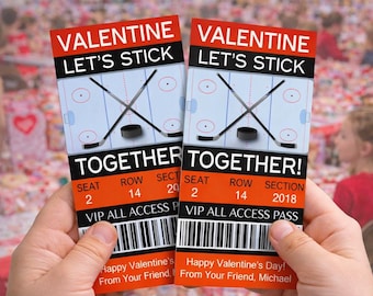 Editable Hockey Ticket Valentine's Day Cards: Kids Classroom Printable (Instant Download)
