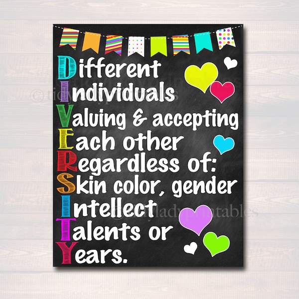 Diversity Poster, School Counselor Poster, Teen Bedroom Decor, Printable Classroom Wall Art, Office Decor, Motivational Classroom Anti Bully