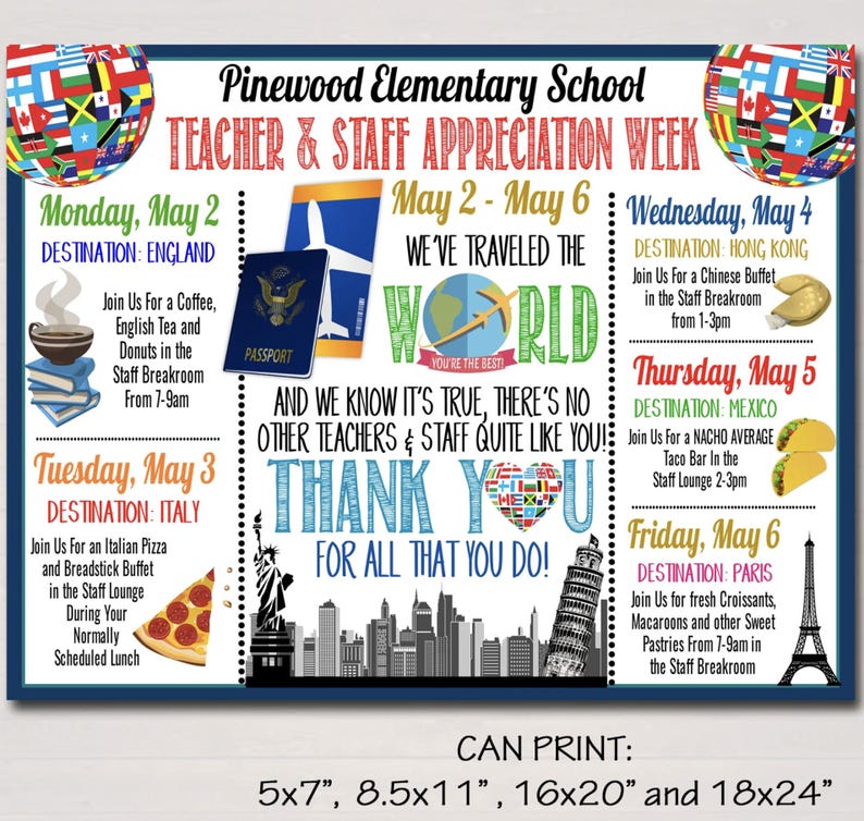 Around the World International Themed Teacher Appreciation Week ...