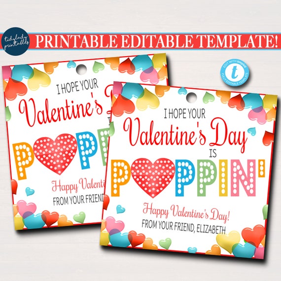 Valentine Pop It Gift Tags Pop-it Gift Labels Valentine's