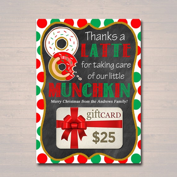 EDITABLE Christmas Thanks a Latte Coffee Donut Gift Card Holder