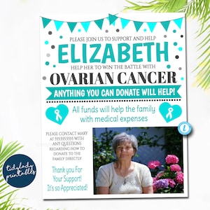 Ovarian Cancer Fundraiser Flyer: Teal Ribbon Charity Event (EDITABLE TEMPLATE)