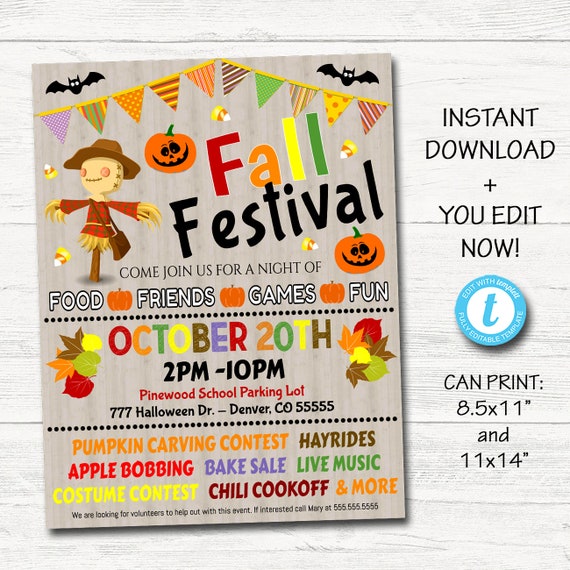 editable fall festival fall harvest flyer poster printable fall carnival flyer