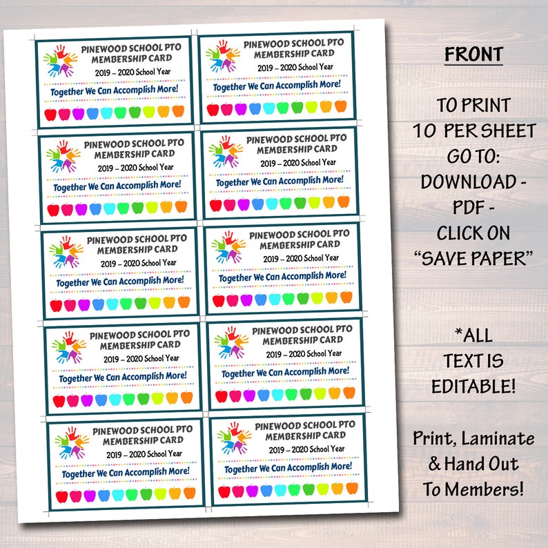 EDITABLE Membership Cards Template Volunteer PTO PTA Form Etsy EDITABLE Membership Cards Template Volunteer PTO PTA Form Etsy