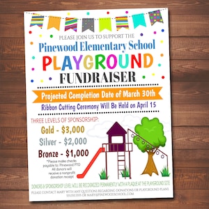 EDITABLE Playground Fundraiser Flyer, Pto Pta, Church Community School