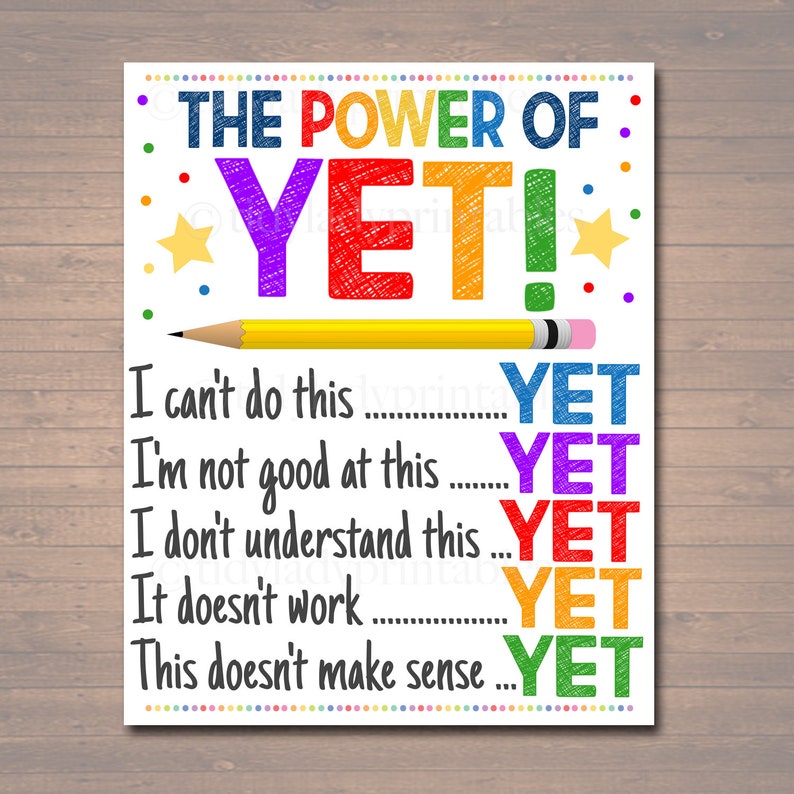 The Power of Yet Printable Poster Growth Mindset INSTANT image 1