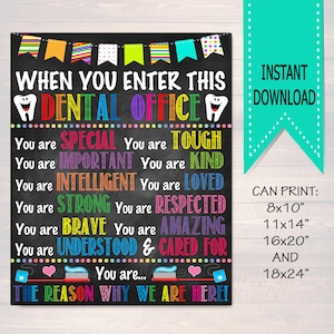 When You Enter This Dental Office Digital Poster, Pediatric Dental Office Decor, Childrens Clinic Dentist Office Sign, INSTANT DOWNLOAD