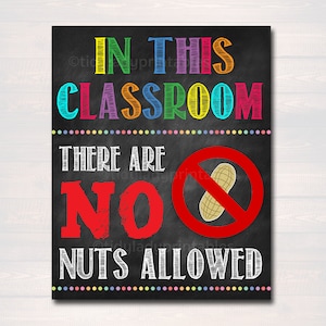 No Nuts Allowed School Poster, Classroom Decor, Classroom Management INSTANT DOWNLOAD Classroom Poster no peanuts sign, Class Allergy Poster
