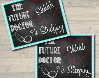 Doctor Student Door Signs, Printable, INSTANT DOWNLOAD, Dorm Room Door Sign, Medical Student, Doctor Gifts, College Doctor Sleeping Studying