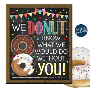 Donut Appreciation Sign, Donut Know What We Would Do Without You Thank You Party Decor, Nurse Staff Teacher Volunteer Appreciation STAMPABILE
