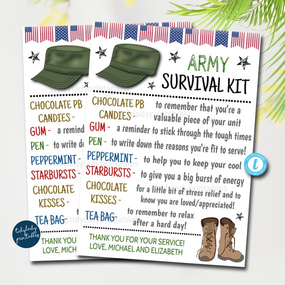 Army Survival Kit Tags Unique Gift Card Present Soldier Etsy