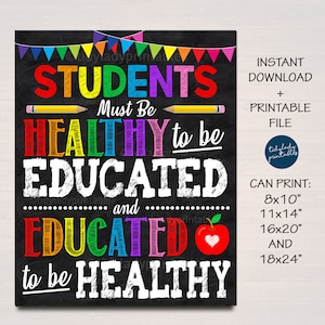 School Nurse Office Decor, Students Must Be Healthy to be Educated, School Health Office, Health Clinic Printable Wall Art INSTANT DOWNLOAD