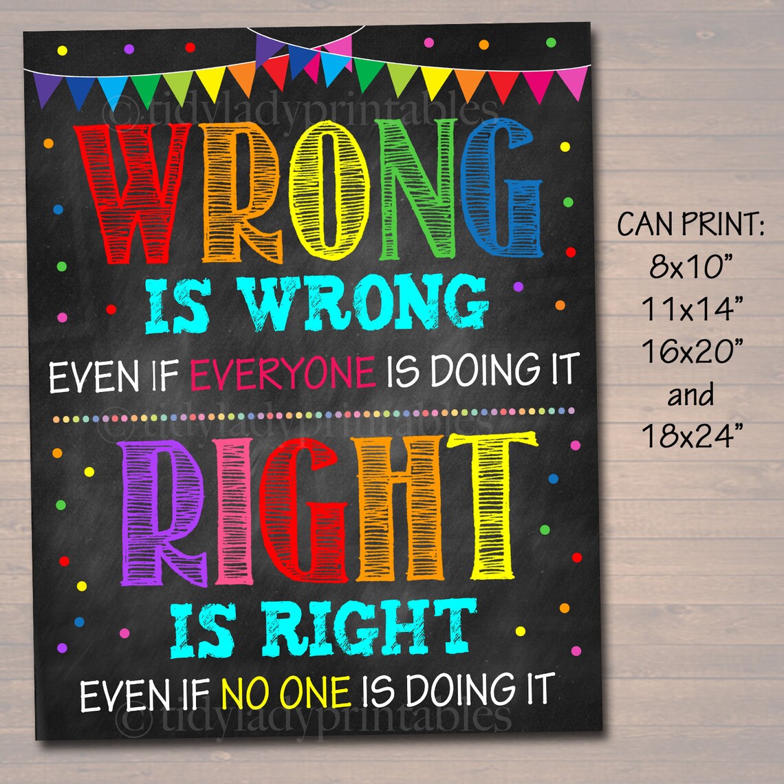 Classroom Poster: Wrong and Right, Motivational Art (digital Download ...
