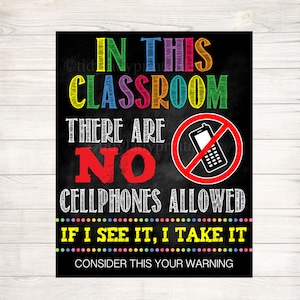 No Cellphones Allowed School Poster, Classroom Decor, Classroom Management INSTANT DOWNLOAD, Classroom Poster, no phones sign, No Phone Zone