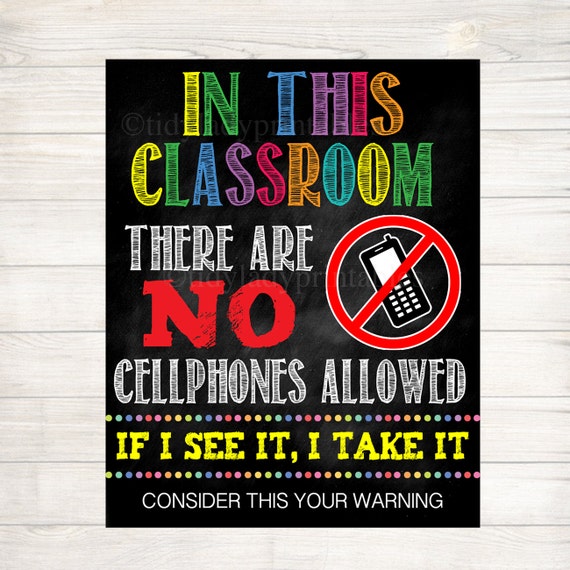 No Cellphones Allowed School Poster Classroom Decor Etsy