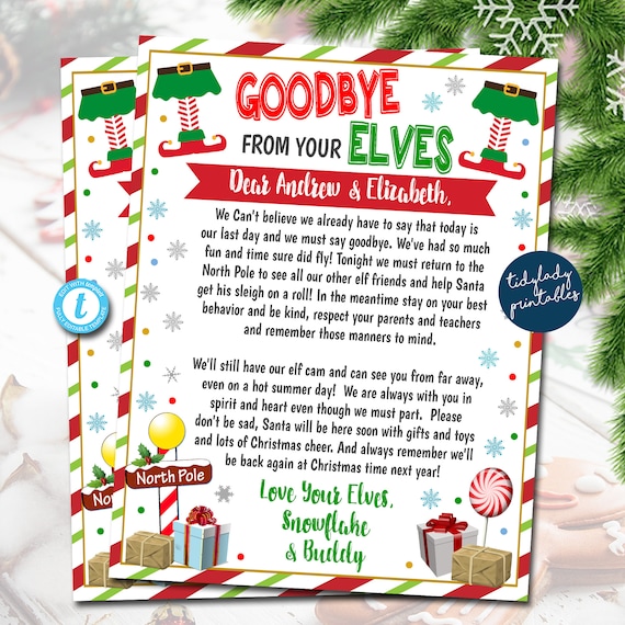 Elf Letter, Goodbye from the Elves Letter for Kids, End of Christmas