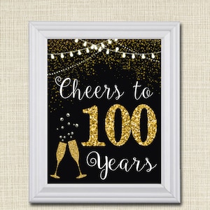 100周年を祝おう、100周年を祝おう 100歳の誕生日サイン、100歳の誕生日サイン、100歳のパーティーデコレーション、100周年記念 即時ダウンロード