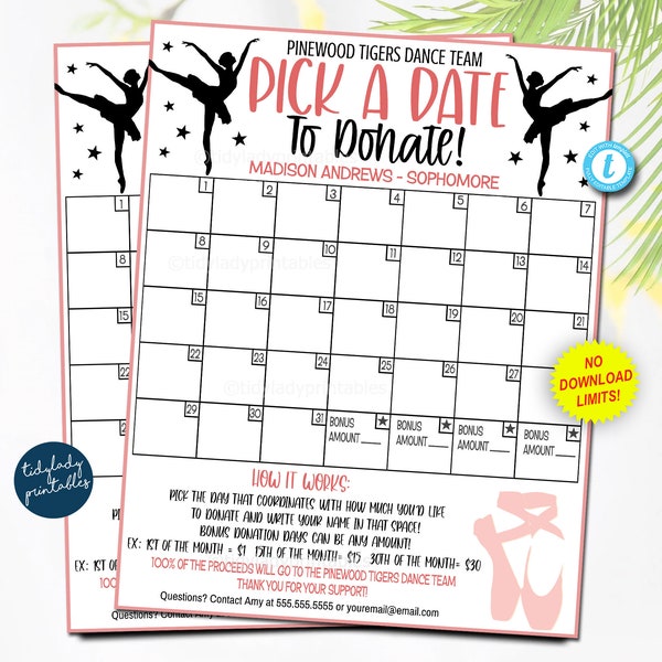 Dance Calendar Fundraising Template Etsy Dance Calendar Fundraising Template Etsy
