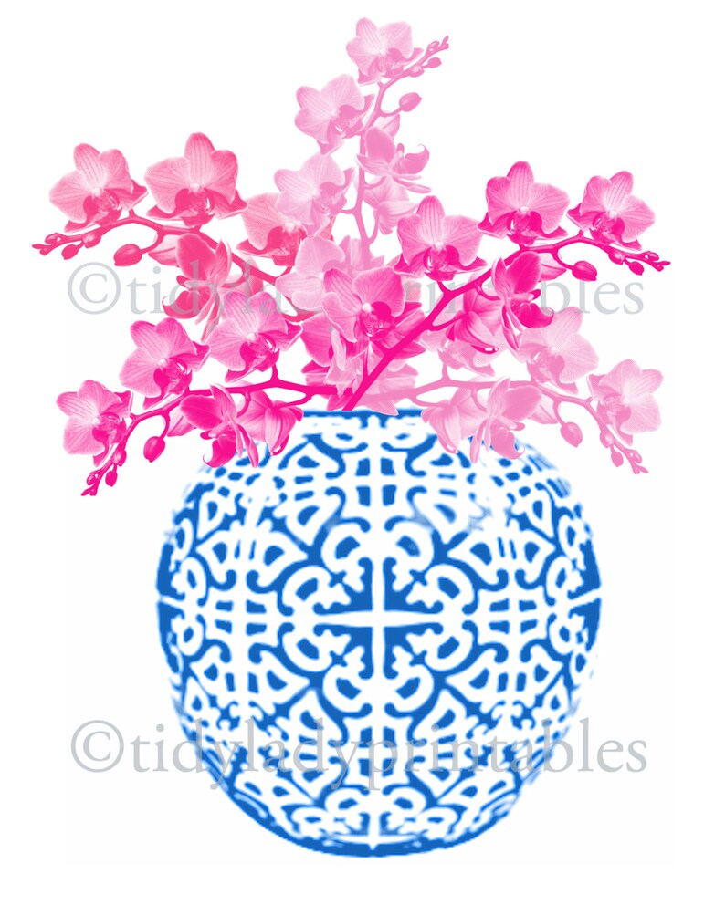 Blue and White Ginger Jar Digital Art Print Chinoisierie Etsy