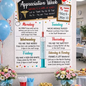 Nurse Appreciation Week Itinerary Template: Medical Staff Employee Thank You Events Editable Weekly Schedule (INSTANT DOWNLOAD)