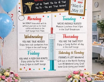 Nurse Appreciation Week Itinerary Template: Medical Staff Employee Thank You Events Editable Weekly Schedule (INSTANT DOWNLOAD)