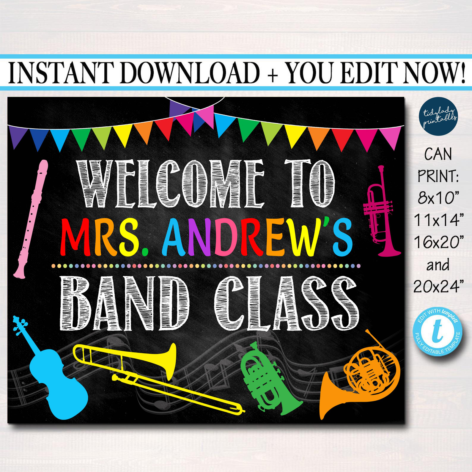 Editable Band Teacher Door Sign: Music Classroom Decor (digital ...