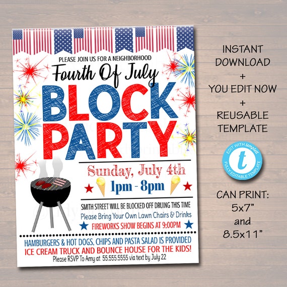 Editable Patriotic Neighborhood Block Party Invite Printable q Picnic Summer Party 4th Of July Memorial Day Flyer Instant Download By Tidylady Printables Catch My Party Editable Patriotic Neighborhood Block Party Invite Printable q Picnic Summer Party 4th Of July Memorial Day Flyer Instant Download By Tidylady Printables Catch My Party