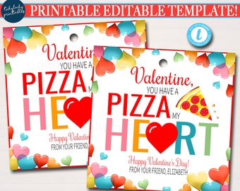 Valentine's Day Pizza Gift Tag, You Have a Pizza My Heart Valentine, Client Employee Teacher Staff Appreciation Valentine, Editable Template
