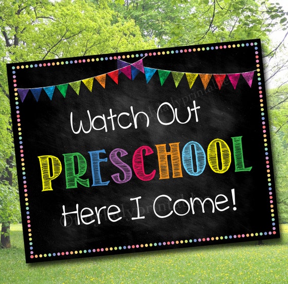 Watch Out Preschool, Back to School Photo Prop, Back to School Chalkboard Poster, School Chalkboard Sign, 1st Day of School Printable Prop Il_570xn